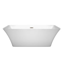 Load image into Gallery viewer, Wyndham Tiffany 67 Inch Freestanding Bathtub in White with Brushed Nickel Drain and Overflow Trim- Wyndham