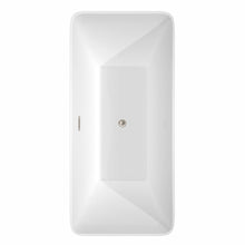 Load image into Gallery viewer, Wyndham Tiffany 67 Inch Freestanding Bathtub in White with Floor Mounted Faucet, Drain and Overflow Trim in Brushed Nickel- Wyndham