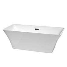 Load image into Gallery viewer, Wyndham Tiffany 67 Inch Freestanding Bathtub in White with Matte Black Drain and Overflow Trim- Wyndham