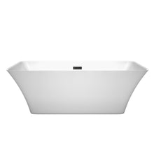 Load image into Gallery viewer, Wyndham Tiffany 67 Inch Freestanding Bathtub in White with Matte Black Drain and Overflow Trim- Wyndham