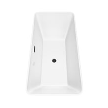 Load image into Gallery viewer, Wyndham Tiffany 67 Inch Freestanding Bathtub in White with Floor Mounted Faucet, Drain and Overflow Trim in Matte Black- Wyndham