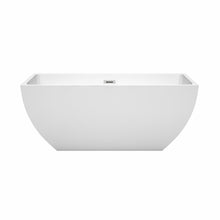 Load image into Gallery viewer, Wyndham Rachel 59 Inch Freestanding Bathtub in White with Polished Chrome Drain and Overflow Trim- Wyndham