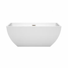 Load image into Gallery viewer, Wyndham Rachel 59 Inch Freestanding Bathtub in White with Brushed Nickel Drain and Overflow Trim- Wyndham