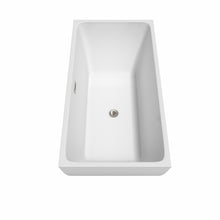 Load image into Gallery viewer, Wyndham Rachel 59 Inch Freestanding Bathtub in White with Floor Mounted Faucet, Drain and Overflow Trim in Brushed Nickel- Wyndham