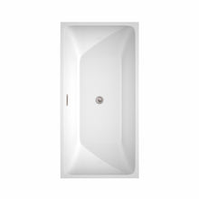 Load image into Gallery viewer, Wyndham Rachel 59 Inch Freestanding Bathtub in White with Brushed Nickel Drain and Overflow Trim- Wyndham