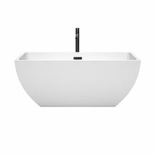 Load image into Gallery viewer, Wyndham Rachel 59 Inch Freestanding Bathtub in White with Floor Mounted Faucet, Drain and Overflow Trim in Matte Black- Wyndham