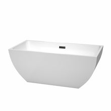 Load image into Gallery viewer, Wyndham Rachel 59 Inch Freestanding Bathtub in White with Matte Black Drain and Overflow Trim- Wyndham