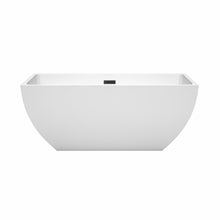 Load image into Gallery viewer, Wyndham Rachel 59 Inch Freestanding Bathtub in White with Matte Black Drain and Overflow Trim- Wyndham