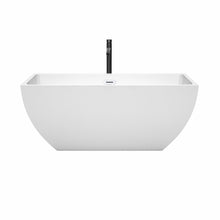 Load image into Gallery viewer, Wyndham Rachel 59 Inch Freestanding Bathtub in White with Shiny White Trim and Floor Mounted Faucet in Matte Black- Wyndham