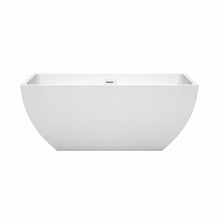 Load image into Gallery viewer, Wyndham Rachel 59 Inch Freestanding Bathtub in White with Shiny White Drain and Overflow Trim- Wyndham