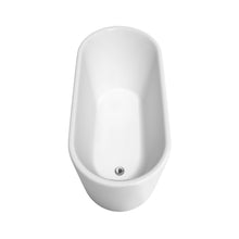 Load image into Gallery viewer, Wyndham Ursula 59 Inch Freestanding Bathtub in White with Polished Chrome Trim and Floor Mounted Faucet in Brushed Gold- Wyndham