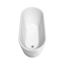 Load image into Gallery viewer, Wyndham Ursula 59 Inch Freestanding Bathtub in White with Brushed Nickel Drain and Overflow Trim- Wyndham