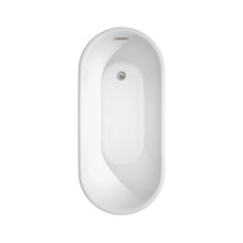 Load image into Gallery viewer, Wyndham Ursula 59 Inch Freestanding Bathtub in White with Floor Mounted Faucet, Drain and Overflow Trim in Brushed Nickel- Wyndham