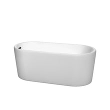 Load image into Gallery viewer, Wyndham Ursula 59 Inch Freestanding Bathtub in White with Matte Black Drain and Overflow Trim- Wyndham