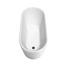 Load image into Gallery viewer, Wyndham Ursula 59 Inch Freestanding Bathtub in White with Floor Mounted Faucet, Drain and Overflow Trim in Matte Black- Wyndham