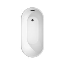Load image into Gallery viewer, Wyndham Ursula 59 Inch Freestanding Bathtub in White with Floor Mounted Faucet, Drain and Overflow Trim in Matte Black- Wyndham
