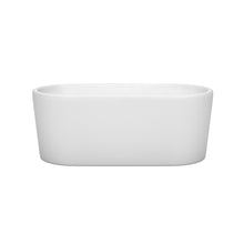 Load image into Gallery viewer, Wyndham Ursula 59 Inch Freestanding Bathtub in White with Shiny White Drain and Overflow Trim- Wyndham