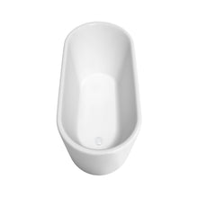 Load image into Gallery viewer, Wyndham Ursula 59 Inch Freestanding Bathtub in White with Shiny White Trim and Floor Mounted Faucet in Brushed Gold- Wyndham