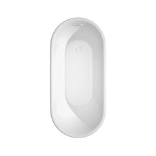 Load image into Gallery viewer, Wyndham Ursula 59 Inch Freestanding Bathtub in White with Shiny White Drain and Overflow Trim- Wyndham