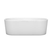 Load image into Gallery viewer, Wyndham Ursula 67 Inch Freestanding Bathtub in White with Polished Chrome Drain and Overflow Trim- Wyndham