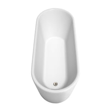 Load image into Gallery viewer, Wyndham Ursula 67 Inch Freestanding Bathtub in White with Floor Mounted Faucet, Drain and Overflow Trim in Brushed Nickel- Wyndham