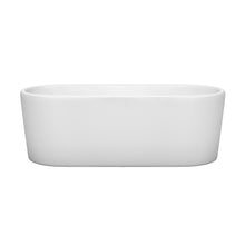 Load image into Gallery viewer, Wyndham Ursula 67 Inch Freestanding Bathtub in White with Matte Black Drain and Overflow Trim- Wyndham