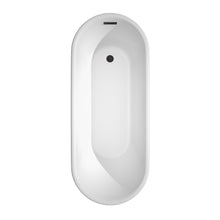Load image into Gallery viewer, Wyndham Ursula 67 Inch Freestanding Bathtub in White with Floor Mounted Faucet, Drain and Overflow Trim in Matte Black- Wyndham