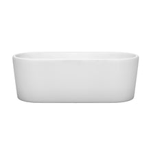 Load image into Gallery viewer, Wyndham Ursula 67 Inch Freestanding Bathtub in White with Shiny White Drain and Overflow Trim- Wyndham