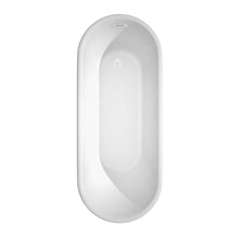 Load image into Gallery viewer, Wyndham Ursula 67 Inch Freestanding Bathtub in White with Shiny White Trim and Floor Mounted Faucet in Matte Black- Wyndham
