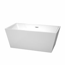 Load image into Gallery viewer, Wyndham Sara 59 Inch Freestanding Bathtub in White with Polished Chrome Drain and Overflow Trim- Wyndham