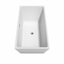 Load image into Gallery viewer, Wyndham Sara 59 Inch Freestanding Bathtub in White with Floor Mounted Faucet, Drain and Overflow Trim in Polished Chrome- Wyndham