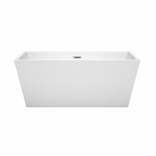 Load image into Gallery viewer, Wyndham Sara 59 Inch Freestanding Bathtub in White with Brushed Nickel Drain and Overflow Trim- Wyndham