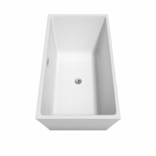 Load image into Gallery viewer, Wyndham Sara 59 Inch Freestanding Bathtub in White with Floor Mounted Faucet, Drain and Overflow Trim in Brushed Nickel- Wyndham