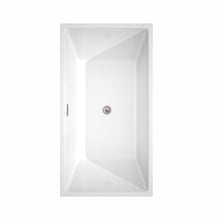 Load image into Gallery viewer, Wyndham Sara 59 Inch Freestanding Bathtub in White with Brushed Nickel Drain and Overflow Trim- Wyndham