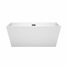 Load image into Gallery viewer, Wyndham Sara 59 Inch Freestanding Bathtub in White with Matte Black Drain and Overflow Trim- Wyndham