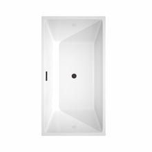 Load image into Gallery viewer, Wyndham Sara 59 Inch Freestanding Bathtub in White with Matte Black Drain and Overflow Trim- Wyndham