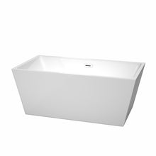 Load image into Gallery viewer, Wyndham Sara 59 Inch Freestanding Bathtub in White with Shiny White Drain and Overflow Trim- Wyndham