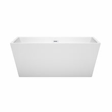 Load image into Gallery viewer, Wyndham Sara 59 Inch Freestanding Bathtub in White with Shiny White Drain and Overflow Trim- Wyndham