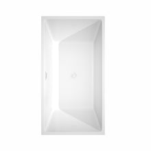 Load image into Gallery viewer, Wyndham Sara 59 Inch Freestanding Bathtub in White with Shiny White Trim and Floor Mounted Faucet in Brushed Gold- Wyndham