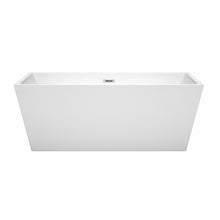 Load image into Gallery viewer, Wyndham Sara 63 Inch Freestanding Bathtub in White with Polished Chrome Drain and Overflow Trim- Wyndham