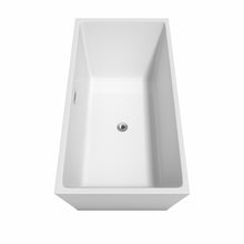 Load image into Gallery viewer, Wyndham Sara 63 Inch Freestanding Bathtub in White with Polished Chrome Trim and Floor Mounted Faucet in Brushed Gold- Wyndham