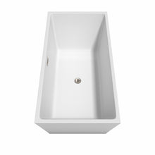 Load image into Gallery viewer, Wyndham Sara 63 Inch Freestanding Bathtub in White with Floor Mounted Faucet, Drain and Overflow Trim in Brushed Nickel- Wyndham