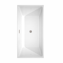 Load image into Gallery viewer, Wyndham Sara 63 Inch Freestanding Bathtub in White with Floor Mounted Faucet, Drain and Overflow Trim in Brushed Nickel- Wyndham