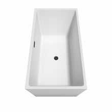 Load image into Gallery viewer, Wyndham Sara 63 Inch Freestanding Bathtub in White with Floor Mounted Faucet, Drain and Overflow Trim in Matte Black- Wyndham