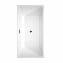 Load image into Gallery viewer, Wyndham Sara 63 Inch Freestanding Bathtub in White with Floor Mounted Faucet, Drain and Overflow Trim in Matte Black- Wyndham
