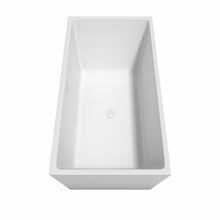 Load image into Gallery viewer, Wyndham Sara 63 Inch Freestanding Bathtub in White with Shiny White Trim and Floor Mounted Faucet in Brushed Gold- Wyndham
