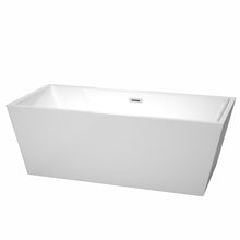 Load image into Gallery viewer, Wyndham Sara 67 Inch Freestanding Bathtub in White with Polished Chrome Drain and Overflow Trim- Wyndham