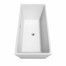 Load image into Gallery viewer, Wyndham Sara 67 Inch Freestanding Bathtub in White with Polished Chrome Trim and Floor Mounted Faucet in Matte Black- Wyndham