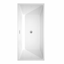 Load image into Gallery viewer, Wyndham Sara 67 Inch Freestanding Bathtub in White with Floor Mounted Faucet, Drain and Overflow Trim in Polished Chrome- Wyndham