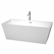 Load image into Gallery viewer, Wyndham Sara 67 Inch Freestanding Bathtub in White with Floor Mounted Faucet, Drain and Overflow Trim in Polished Chrome- Wyndham